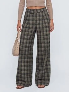 Avantive Women's Casual Button Plaid Pocket Long Pants For Daily Wear - Multicolor - View 4