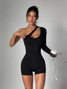 Slayform Seamless Knit Sports Jumpsuit - Black - View 8