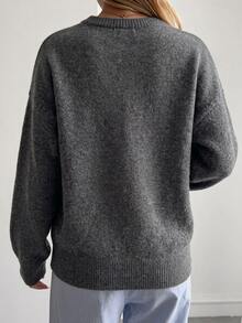 DAZY Autumn/Winter New Loose Casual Minimalist Basic Women's Crew Neck Sweater - Grey - View 2