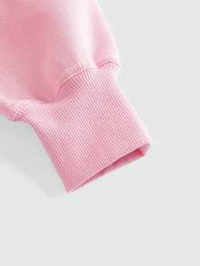ROMWE Y2K Millennium Hot Girl Style Rivet Decor Versatile Casual Cropped Women's Sweatshirt - Pink - View 4