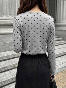FRIFUL Women's Mesh Mock Neck Sheer Layering T-Shirt Top, Autumn - Grey - View 2