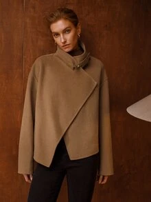 MOTF WOMEN'S FASHION CAMEL DOUBLE-FACED WOOL COAT - Camel - View 3