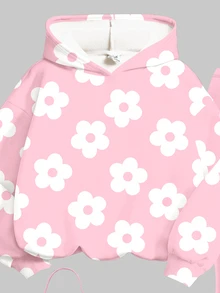 Setelan 2 Potong Hoodie dan Legging Motif Bunga untuk Anak Perempuan Remaja - MultiWarna - View 5