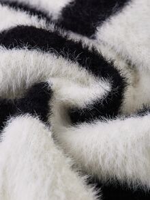 Solivie Women's Autumn/Winter White Mink Fur Sweater Cardigan, Contrast Color Inner, Long Leg Style - White - View 6