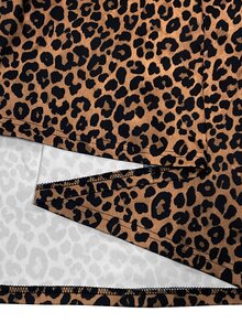 SHEIN LUNE CURVE Women's Plus Size Autumn Leopard Print Zipper Jacket And Pants 2 Pieces Set, Suitable For Daily Wear, Casual And Elegant Fall - Brown - View 8
