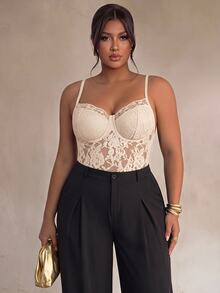 Firerie Plus Size Sexy Lace Camisole For Women - Apricot - View 3