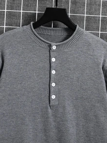 SHEIN Teen Boys' Casual Comfortable Versatile Turtleneck Sweater - Grey - View 3