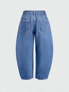 EMERY ROSE Quần jean denim nữ size lớn mặc thường ngày phong cách casual có túi và cúc - Màu xanh lam - Xem 7