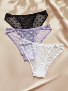 Charlaine Set 3 Potong Celana Dalam Segitiga Renda Wanita - MultiWarna - View 5