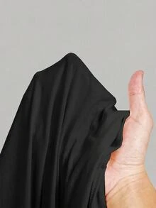 SHEIN MOD 圓領抓皺喇叭袖收腰不對稱下擺酒紅色百搭T恤，秋季 - 深灰色 - 查看 4