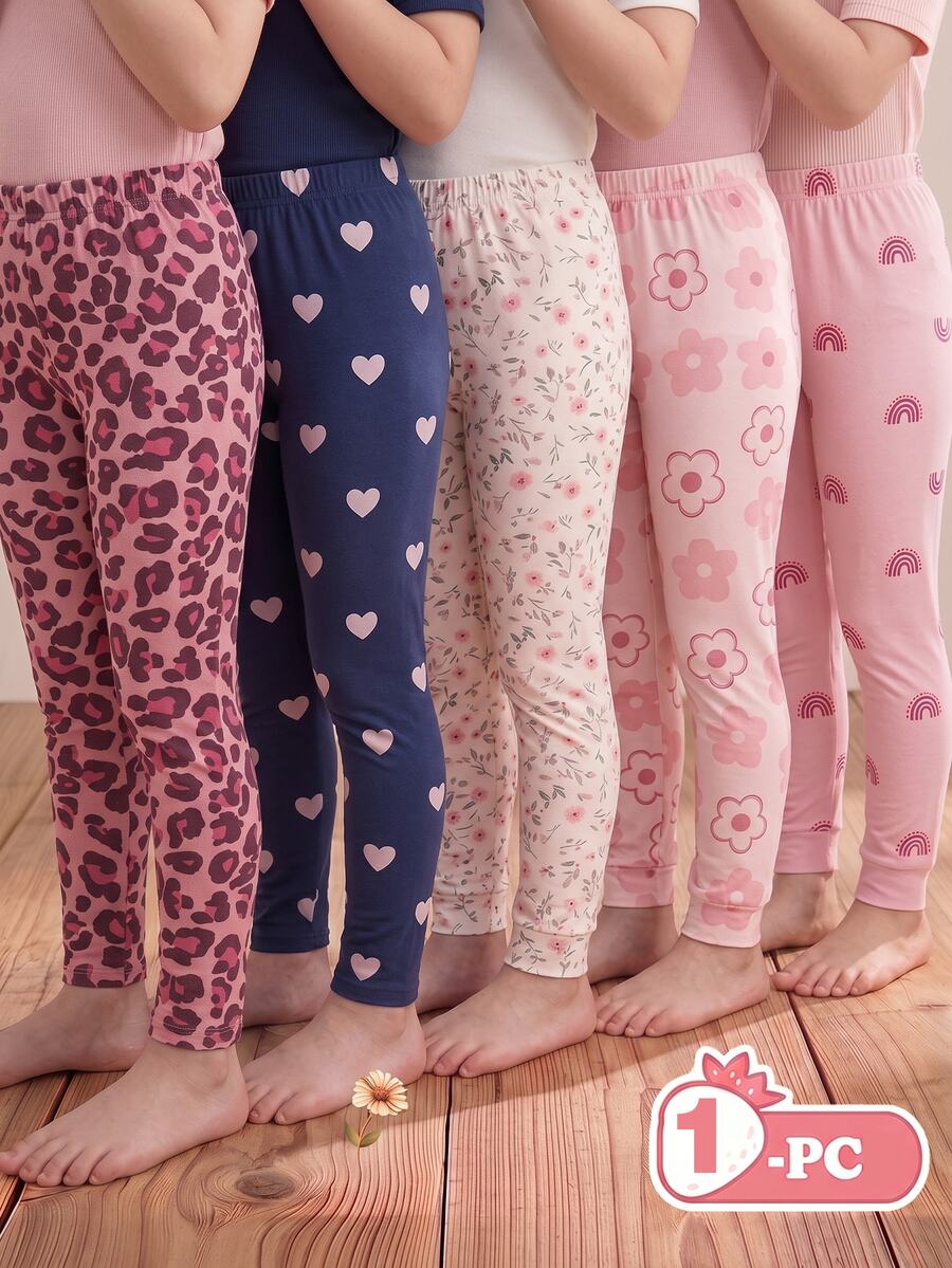 1 buah Legging Rajut Motif Hati Biru Serbaguna untuk Anak Perempuan Balita di Musim Gugur/Dingin - Grey - View 1