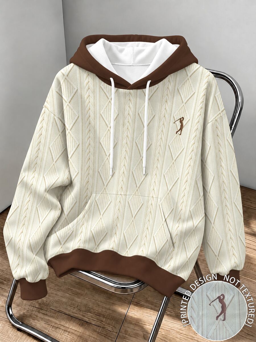 Daypath Men's Street Fashion Hoodie, Autumn/Winter Comfortable Pullover Hoodie, Men's Fashion Outfit - Apricot - View 1