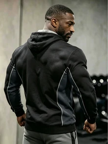GymBeat Men's Letter Print Casual Daily Sweatshirt - Black - View 2