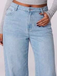 MUSERA Low Waist Plus Size 90's Y2k Jeans Streetwear Casual Cute Everyday Office Work Everyday Chic - Baby Blue - View 5