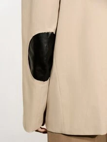 Aveloria Modichic Women's Oversized Loose Fit Dropped Shoulder Long Sleeve Blazer Jacket With Large Lapel And 2-Button Closure, Casual Suit Top For Daily Work Commute Dating Shopping Spring Autumn Versatile Outerwear Or Inner Layer - Apricot - View 7