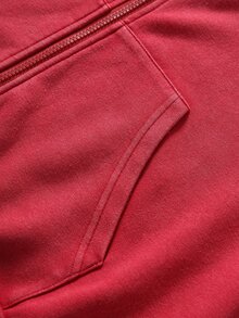 ROMWE MEN 男士復古水洗抓絨連帽衛衣 - 紅色 - 查看 4