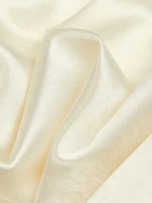 Sweetra Plus Size Early Autumn Satin Tie Bow Decor Mini A-Line Skirt - Apricot - View 5