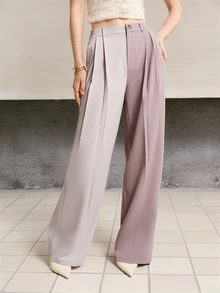 MOTF PREMIUM WOMEN'S COLORBLOCK PLEATED CASUAL DAILY WEAR SUIT PANTS - Multicolor - View 5