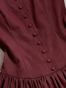 Franclia 2026 女款復古細肩帶洋裝，無袖優雅短洋裝，適合夏季 - 酒紅色 - 查看 3