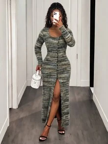 BamGleam 女款針織毛絨長款休閒懶人外套 - 綠色 - 查看 3
