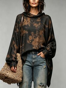 Trelyra Women's Fashion Tie-Dye Asymmetrical Hem Top For Vacation - Multicolor - View 4