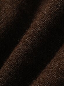 Dazy Plus V-Neck Contrast Lace Design Loose Fit Brown Vintage Sweater, New Autumn/Winter - Brown - View 10
