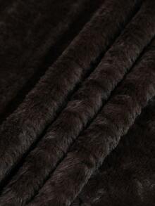 Easura Plus Size Women Solid Color Long Sleeve Waist Tie Fashion Faux Fur Coat - Coffee Brown - View 6