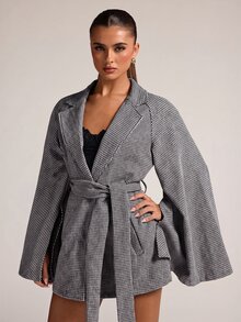 SHEIN BAE 女款時尚街頭風長袖夾克外套，附口袋 - 黑與白 - 查看 7