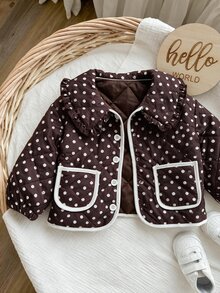 SHEIN 女嬰秋冬可愛百搭休閒花卉圖案保暖內裡加厚外套 - 彩色 - 查看 3