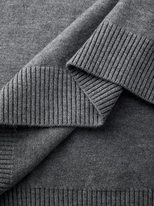 Manfinity CasualCool Men's Textured Knit Pullover Sweater, Business Casual Solid Color Minimalist Knitwear - Grey - View 7