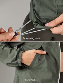 OutZeal Women Outdoor Jacket Solid Color Hiking Camping Lightweight Hooded Outdoor Top - Green - View 5