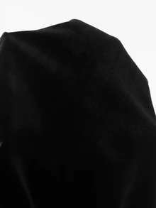 LUMIGAL Women's Black Velvet Cowl Neck Mesh Long Sleeve T-Shirt - Black - View 3