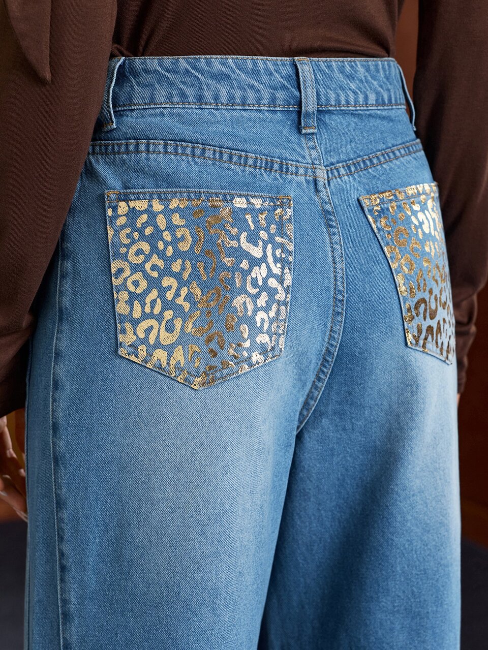 Blue Wide Leg Jeans Women 2026 New Korean Style Loose Slimming Frayed Hem Gold Foil Straight Leg Pants Casual Daily Campus Street Style Versatile Long Pants