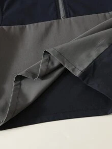 SHEIN 2件裝兒童小男孩休閒日常百搭舒適拼接連帽半拉鍊套頭寬鬆長袖外套 - 彩色 - 查看 7
