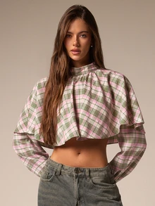 Athîral Women's Plaid Casual Versatile Daily Wear Top - Multicolor - View 4