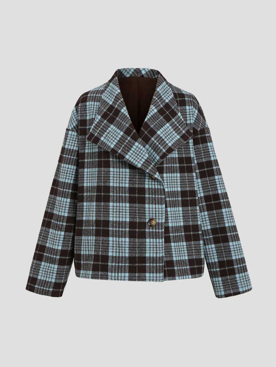 Sweetra Y2K Versatile Commuter Street Style Retro Plaid Overcoat Top - Multicolor - View 1