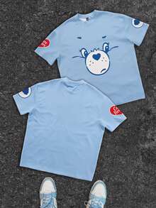 Slaydiva SHEIN X Care Bears Women's Cartoon Pattern Casual Daily Short Sleeve T-Shirt - Multicolor - View 1
