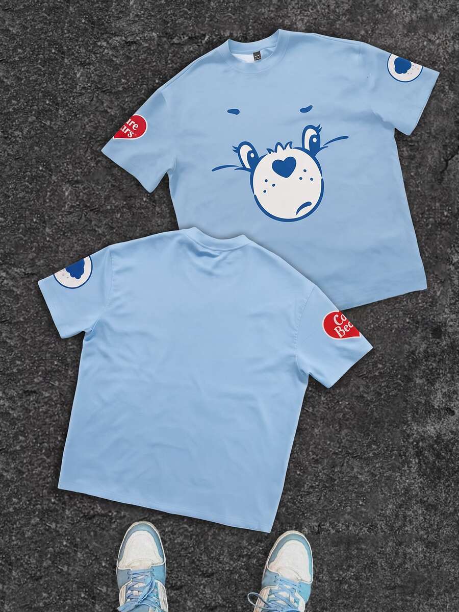 Slaydiva SHEIN X Care Bears Women's Cartoon Pattern Casual Daily Short Sleeve T-Shirt - Multicolor - View 1