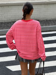Muchica Women's New Autumn Knit Striped Casual Loose Long Sleeve T-Shirt - Multicolor - View 2