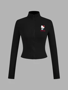 HELLO KITTY AND FRIENDS | SHEIN SHEIN EZwear 3件組女款休閒長袖T恤，字母印花與拉鍊門襟設計 - 彩色 - 查看 7