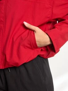 Easithlete Easithlete Women's Flight Jacket Coat, Sporty Casual Multi-Style, Fashionable Versatile Commuter, Vintage Epaulette Design - Red - View 3
