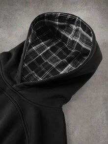 STYNVO 男士秋冬長袖口袋設計連帽衛衣 - 黑色 - 查看 4
