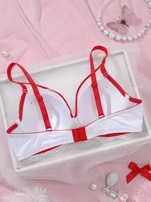 LustreForm Women's Underwire Comfortable Fresh Bowknot Bra, 1pc - Red and White - View 2