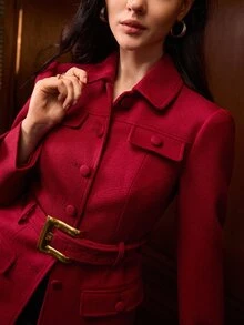 MOTF PREMIUM WOMEN'S RED BLAZER JACKET, ELEGANT STYLE, AUTUMN/WINTER - Red - View 2