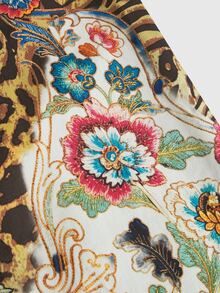 ROMWE Grunge Punk Plus Size Vintage Leopard & Floral Print Y2K Fitted Denim Wide Leg Pants - Multicolor - View 3