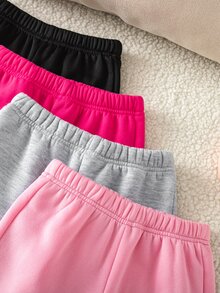 SHEIN Young Girl Solid Color Casual Versatile Daily Wear Sweatpants - Multicolor - View 4