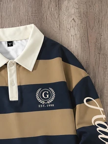 Daypath 美式復古拼色條紋長袖 Polo 運動衫，適合休閒日常穿著，學院風，展現精緻學術氣息與活力精神 - 彩色 - 查看 3