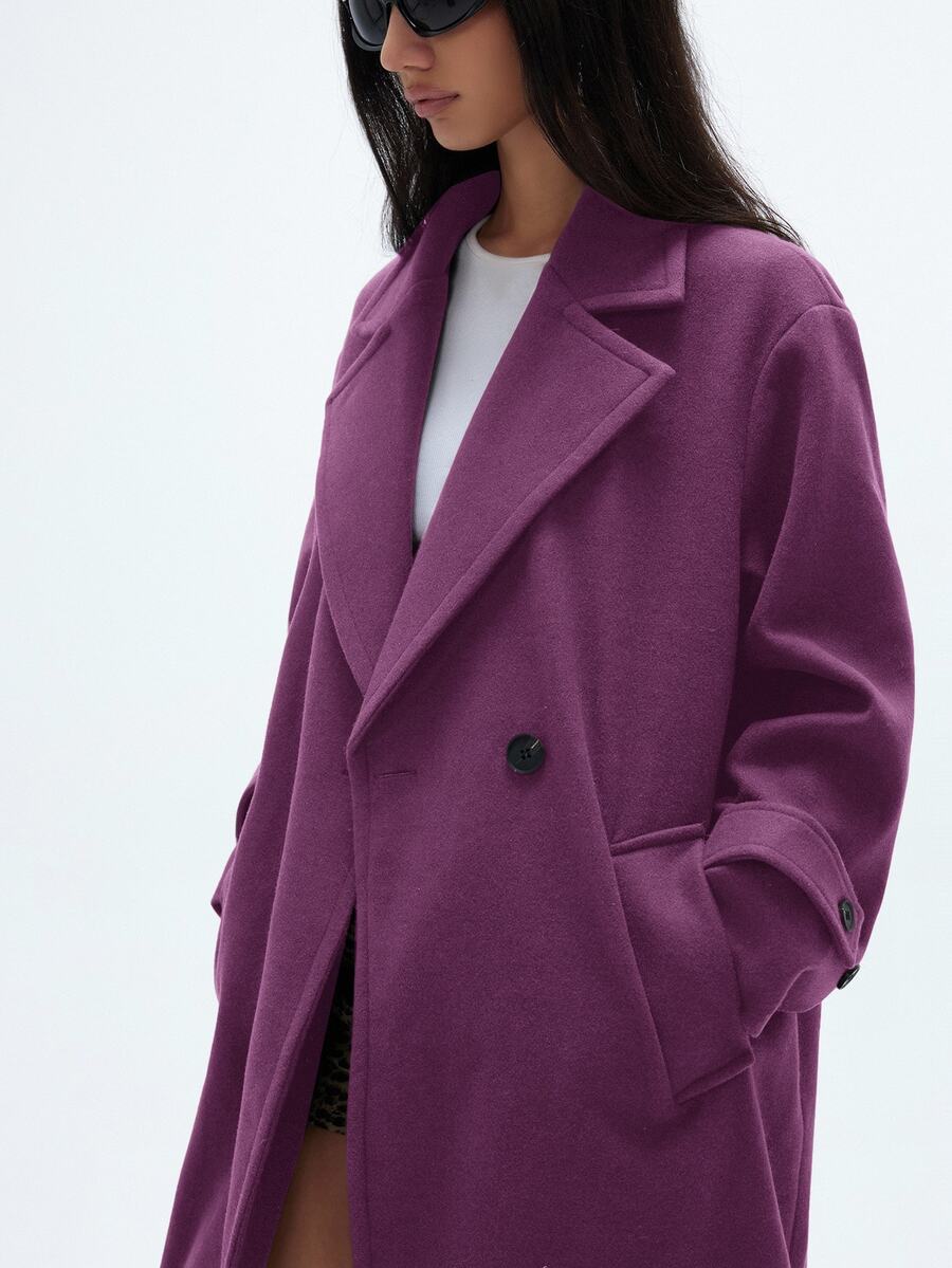 Aveloria GENKIRA Autumn/Winter New Loose Soft Overcoat Jacket For Women Elegant Style - Purple - View 1