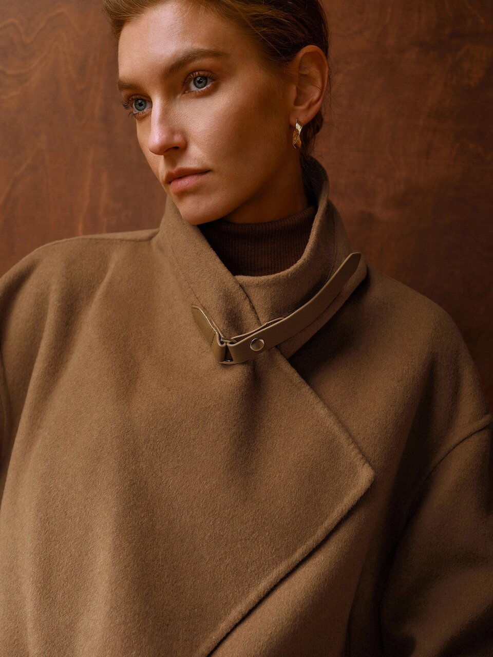 MOTF WOMEN'S FASHION CAMEL DOUBLE-FACED WOOL COAT