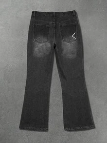 Manfinity EMRG Men's Casual Daily Travel Washed Denim Jeans With Pockets - Dark Grey - View 5